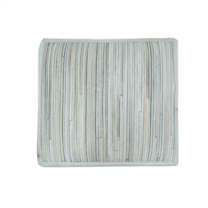 Modern Styling Handmade Leather Pouf - Comfortable Chair or Footrest - Ivory  | TRD278