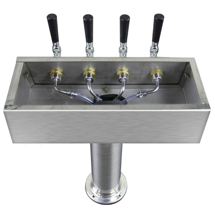 4 Faucet Brushed Stainless Steel Draft Beer Tower