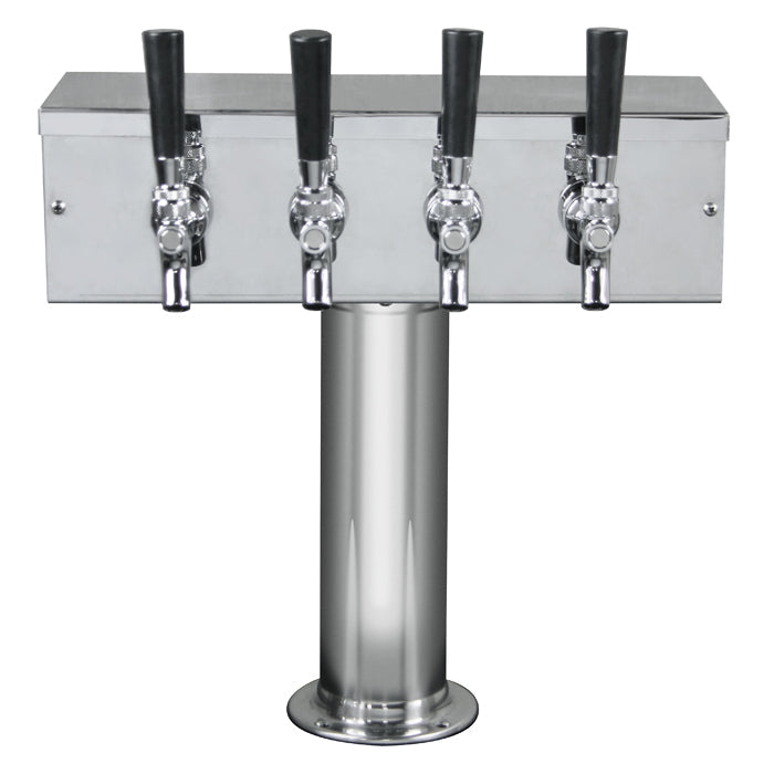 4 Faucet Polished Stainless Steel Draft Beer Tower