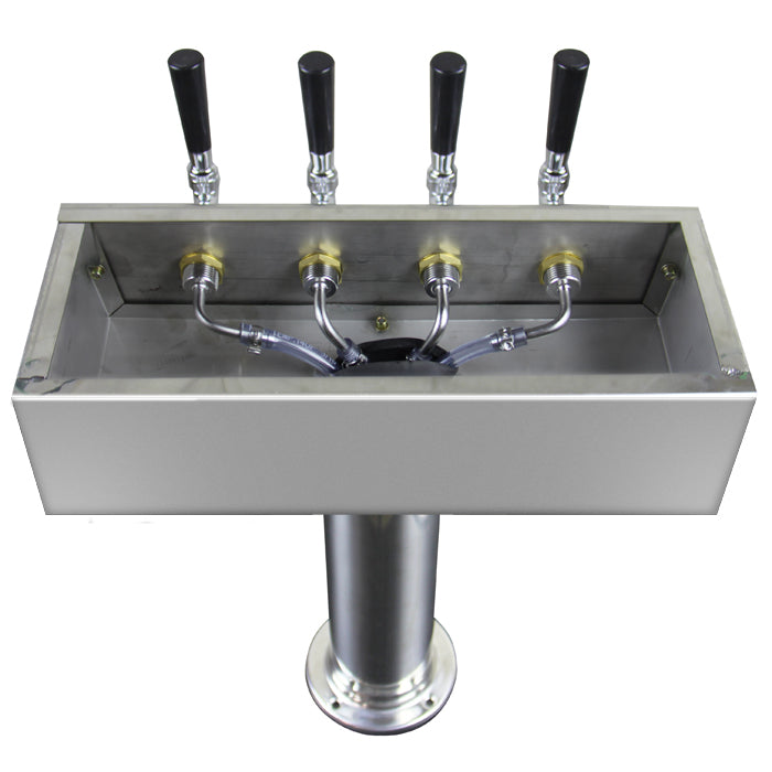 4 Faucet Polished Stainless Steel Draft Beer Tower