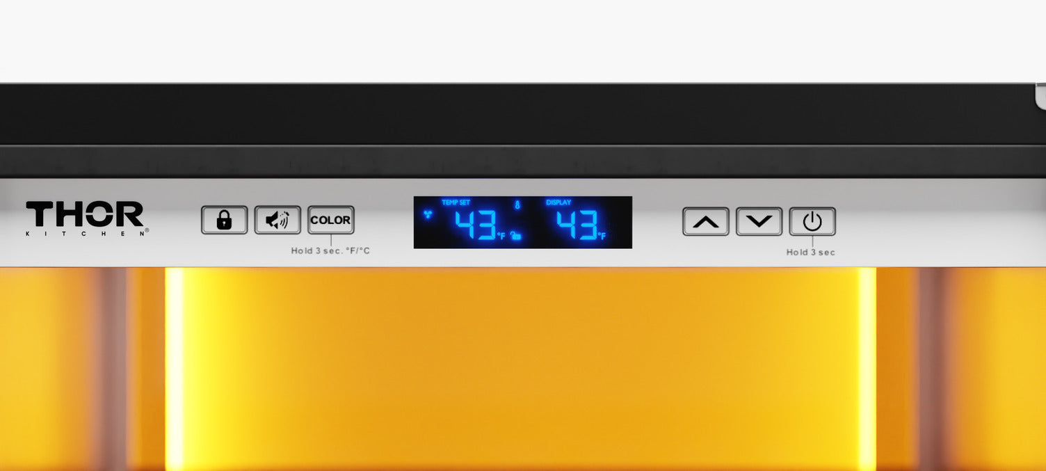 THOR Kitchen 24" 45 Bottle Left Swing Wine Cooler with Backlight, TWC24UL