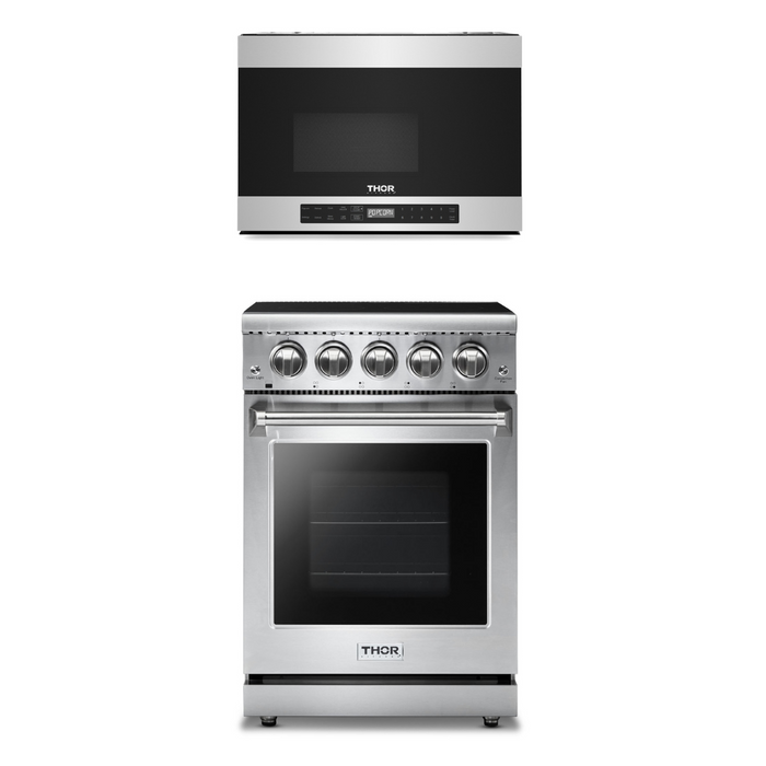 THOR Kitchen Package - 24" Professional Electric Range, Over the Range Microwave, AP-HRE2401-2