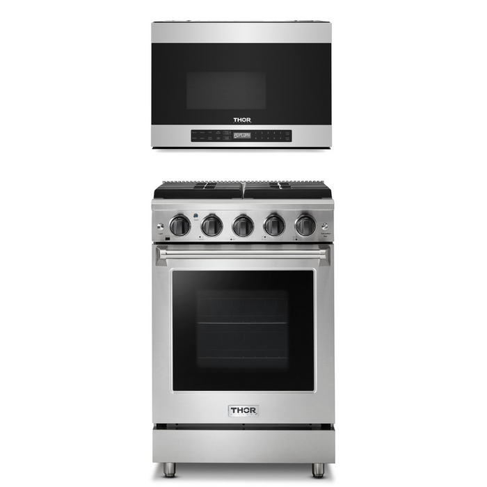 THOR Appliance Package - 24" Gas Range, Over the Range Microwave, THOR-AP-LRG2401U