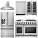 THOR Package - 48" Propane Gas Range, Range Hood, Refrigerator with Water and Ice Dispenser, Dishwasher, Wine Cooler, AP-LRG4807ULP-W-8