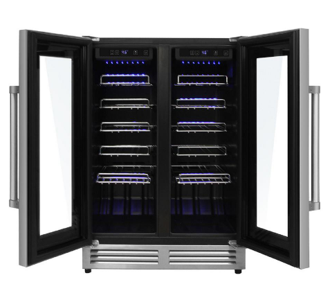 Thor Kitchen Package - 30" Gas Range, Hood, Microwave, Refrigerator with Water and Ice Dispenser, Dishwasher, Wine Cooler