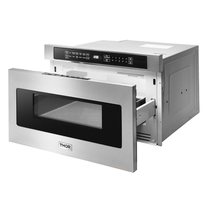 Thor Kitchen Package - 36" Propane Dual Fuel Range, Range Hood, Microwave, Refrigerator, Dishwasher, AP-HRD3606ULP-7