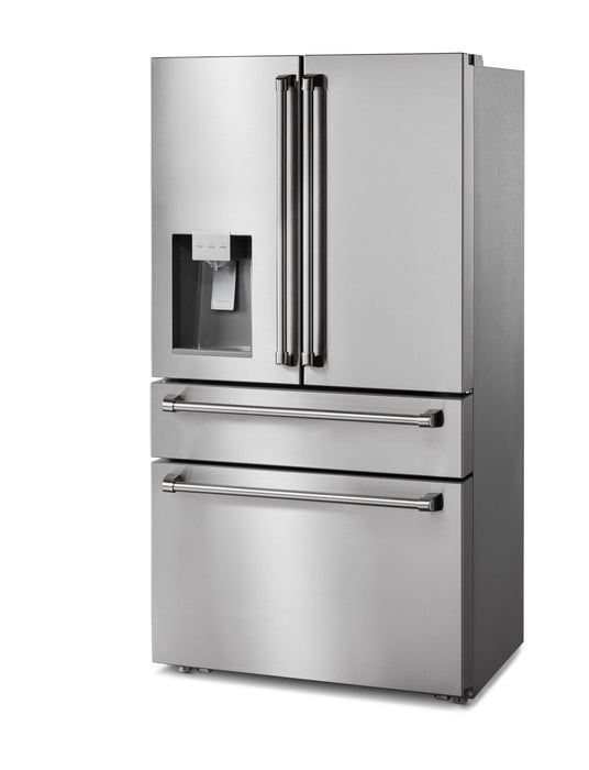 Thor Kitchen Package - 36" Electric Range, Microwave, Refrigerator with Water and Ice Dispenser, Dishwasher, AP-HRE3601-12