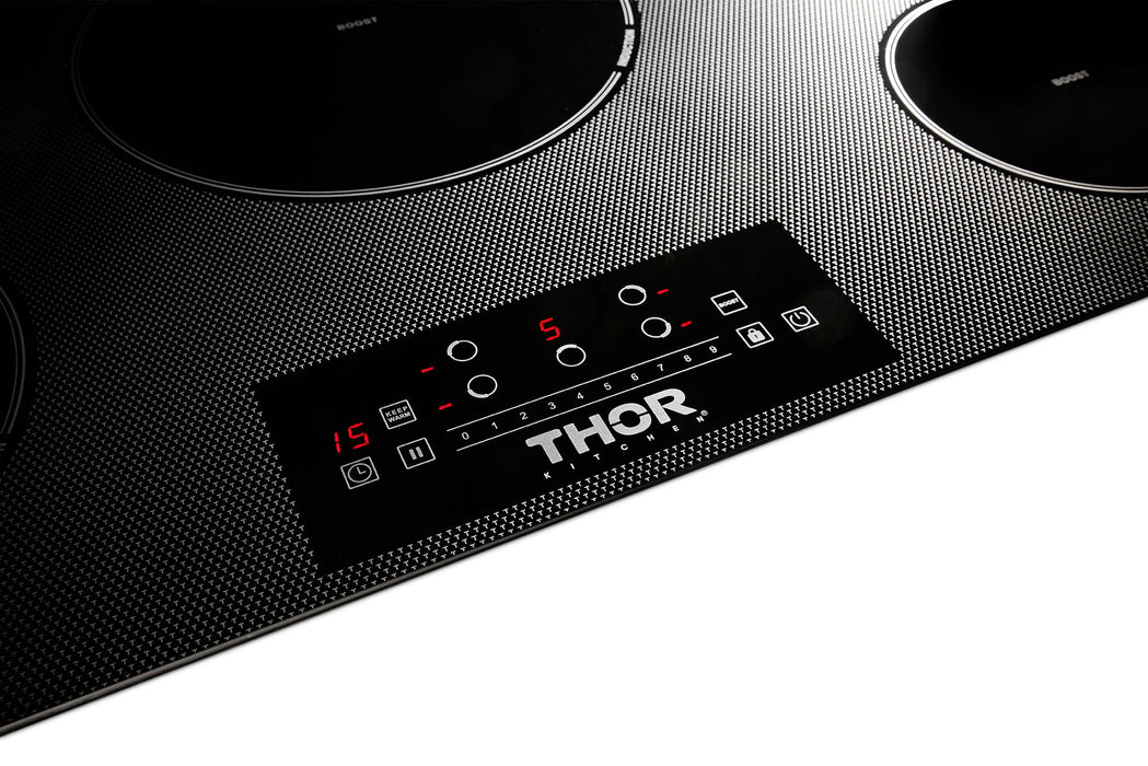 Thor Kitchen Package - 36" Induction Cooktop, Range Hood, Microwave, Refrigerator, Dishwasher, Wine Cooler, AP-TIH36-W-6