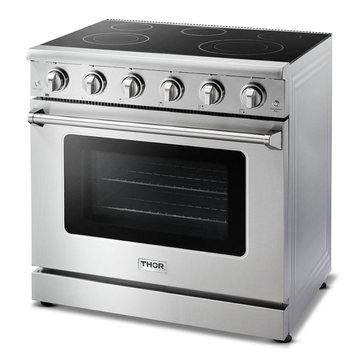 Thor Kitchen Package - 36" Electric Range, Range Hood, Microwave, Refrigerator, Dishwasher, AP-HRE3601-7