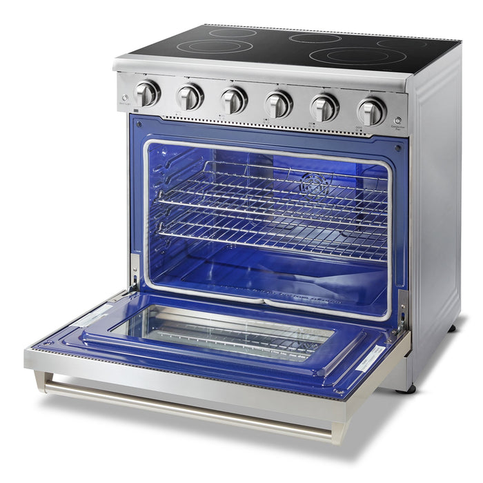 Thor Kitchen 36 in. Glass Top 5 Elements Convection Electric Range, HRE3601