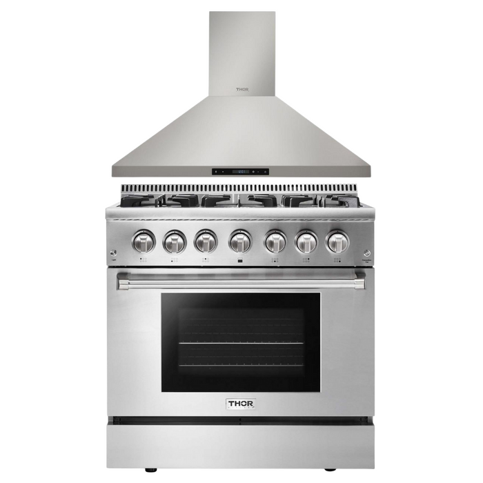 Thor Kitchen Package - 36" Propane Dual Fuel Range, Range Hood, AP-HRD3606ULP