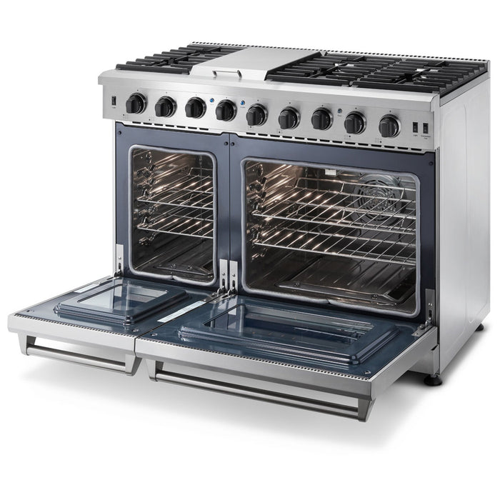 Thor Kitchen 48 in. 6.8 cu. ft. Double Oven Natural Gas Range in Stainless Steel, LRG4807U