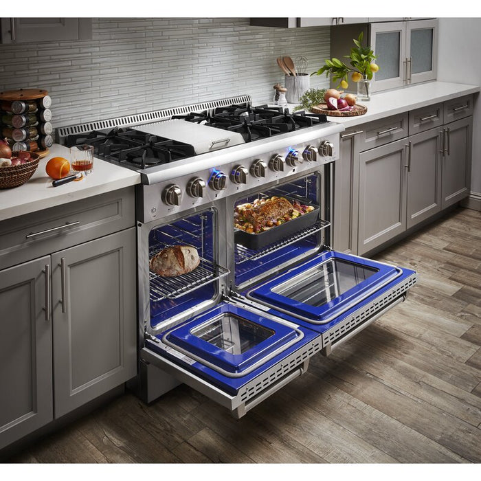 Thor Kitchen Package - 48" Gas Burner, Electric Oven Range and Range Hood, AP-HRD4803U-W