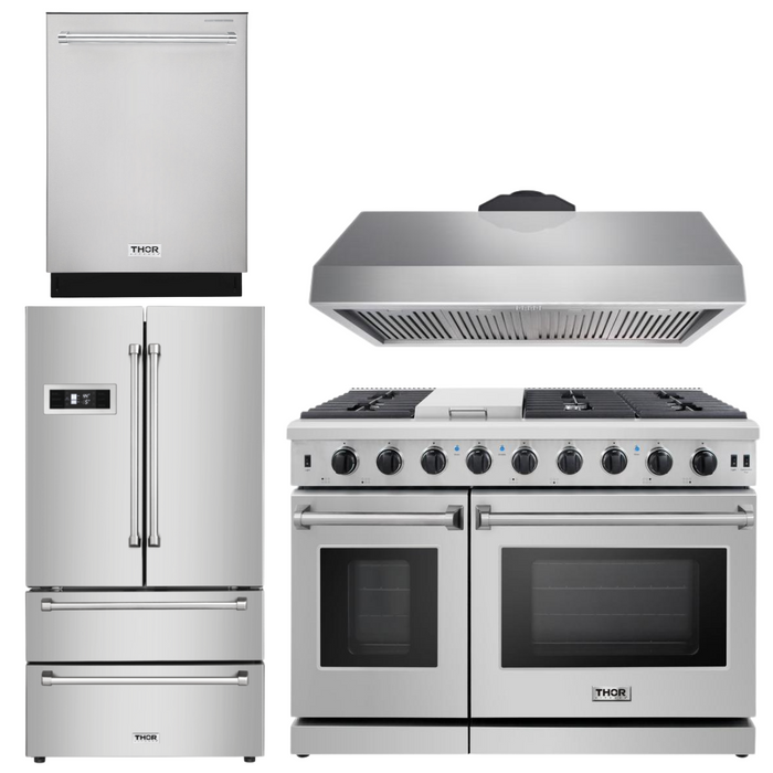 Thor Kitchen 48" Propane Gas Range 4 Piece Package, AP-LRG4807ULP-3