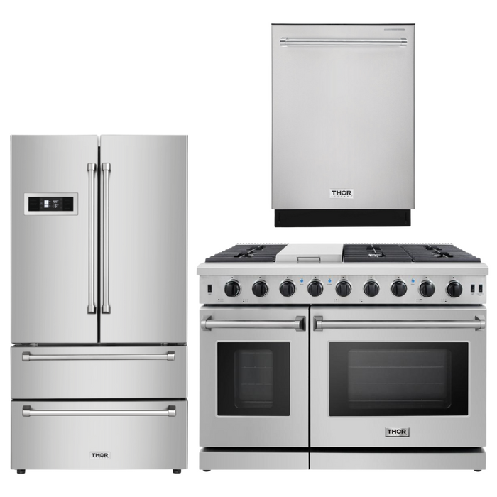 Thor Kitchen 48" Propane Gas Range, Refrigerator, and Dishwasher Package, AP-LRG4807ULP-2