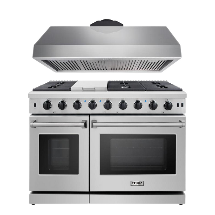 Thor Kitchen 48" Propane Gas Range and Range Hood Package, AP-LRG4807ULP