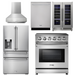 THOR Kitchen Package - 30" Electric Range, Range Hood, Refrigerator with Water and Ice Dispenser, Dishwasher, Wine Cooler, AP-HRE3001-W-8