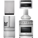 THOR Kitchen Package - 30" Electric Range, Range Hood, Microwave, Refrigerator with Water and Ice Dispenser, Dishwasher, AP-HRE3001-W-9