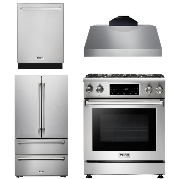 Thor Kitchen Package - 30" Gas Range, Range Hood, Microwave, Refrigerator, Dishwasher, AP-TRG3001-C-2