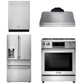 THOR Kitchen Package - 30" Gas Range, Range Hood, Refrigerator with Water and Ice Dispenser, Dishwasher, AP-TRG3001-C-7