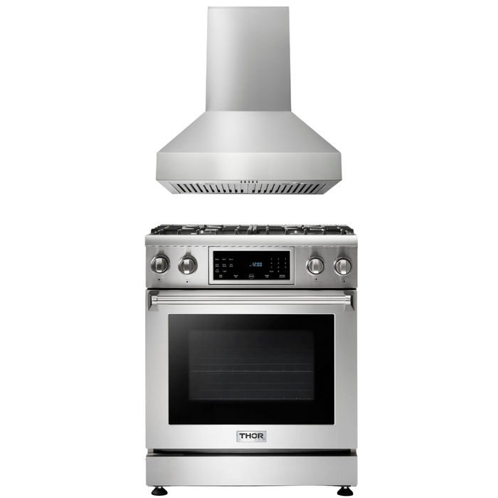 Thor Kitchen Package - 30" Gas Range, Range Hood, AP-TRG3001-W