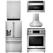 THOR Kitchen Package - 30" Gas Range, Range Hood, Microwave, Refrigerator with Water and Ice Dispenser, Dishwasher, AP-TRG3001-W-9