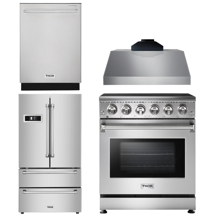 Thor Kitchen Package - 30" Electric Range, Range Hood, Refrigerator, Dishwasher, AP-HRE3001-C-2