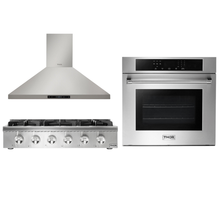 Thor Kitchen Package - 36" Gas Cooktop, Range Hood, Wall Oven, AP-HRT3618U-2