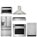THOR Kitchen Package - 36" Gas Rangetop, Range Hood, Wall Oven, Refrigerator with Water and Ice Dispenser, Dishwasher, Microwave, AP-HRT3618U-7