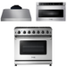 THOR Kitchen Package - 36 Inch Gas Range, Range Hood, Microwave, AP-LRG3601U-C-4