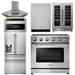 THOR Kitchen Package - 36" Electric Range, Range Hood, Microwave, Refrigerator with Water and Ice Dispenser, Dishwasher, Wine Cooler, AP-HRE3601-14