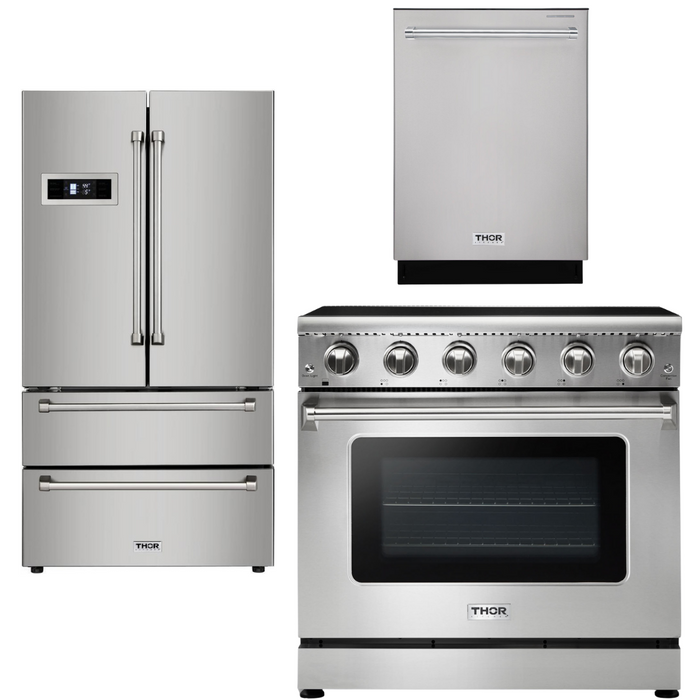 Thor Kitchen Package - 36" Electric Range, Refrigerator, Dishwasher, AP-HRE3601-2