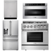 THOR Kitchen Package - 36" Dual Fuel Range, Microwave Drawer, Refrigerator with Water and Ice Dispenser, Dishwasher
