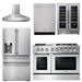 THOR Kitchen Package - 48" Dual Fuel Range, Range Hood, Refrigerator with Water and Ice Dispenser, Dishwasher, Wine Cooler, AP-HRD4803U-W-8