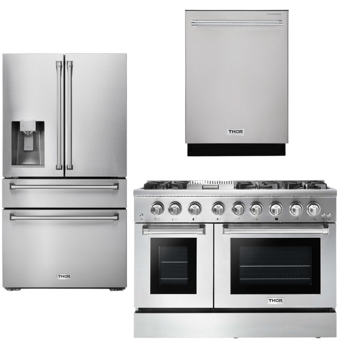 THOR Kitchen Package - 48" Propane Gas Burner, Electric Oven Range, Refrigerator with Water and Ice Dispenser, Dishwasher, AP-HRD4803ULP-9