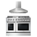 THOR Kitchen Package - 48" Propane Gas Burner, Electric Oven Range and Range Hood, AP-HRD4803ULP-W