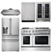 THOR Kitchen Package - 48" Dual Fuel Range, Range Hood, Refrigerator with Water and Ice Dispenser, Dishwasher, Wine Cooler, AP-HRD4803U-11