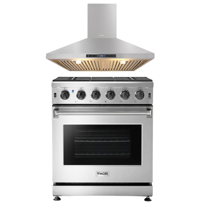 Thor Kitchen Package 30" Gas Range, 30" Range Hood, AP-LRG3001U