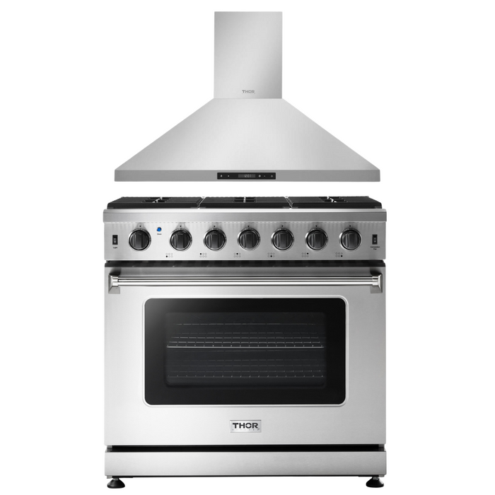 Thor Kitchen Package 36" Gas Range, 36" Range Hood, AP-LRG3601U