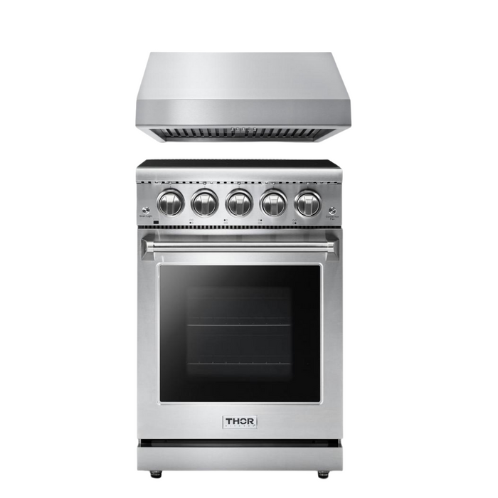 Thor Kitchen Package - 24" Professional Electric Range, Range Hood, AP-HRE2401