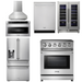 THOR Kitchen Package - 30" Electric Range, Range Hood, Microwave, Refrigerator, Dishwasher, Wine Cooler, AP-HRE3001-W-10