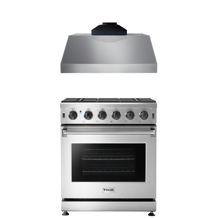 Thor Kitchen Package - 30" Propane Gas Range, Range Hood, AP-LRG3001ULP-C