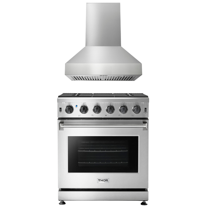 Thor Kitchen Package - 30" Gas Range, Range Hood, AP-LRG3001U-W