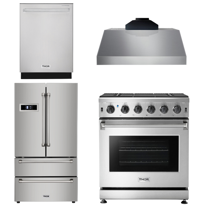 Thor Kitchen Package - 30" Propane Gas Range, Range Hood, Refrigerator, Dishwasher, AP-LRG3001ULP-C-2