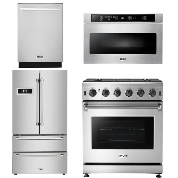 Thor Kitchen Package - 30" Propane Gas Range, Microwave, Refrigerator, Dishwasher, AP-LRG3001ULP-6