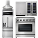 THOR Kitchen Package - 36" Electric Range, Range Hood, Microwave, Refrigerator with Water and Ice Dispenser, Dishwasher, Wine Cooler