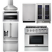 THOR Kitchen Package - 36" Gas Range, Range Hood, Microwave, Refrigerator with Water and Ice Dispenser, Dishwasher, Wine Cooler, AP-HRG3618U-W-10
