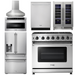 THOR Kitchen Package - 36 Inch Gas Range, Range Hood, Microwave, Refrigerator with Fridge and Ice Maker, Dishwasher, Wine Cooler, AP-LRG3601U-W-10