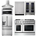 THOR Kitchen Package - 48" Dual Fuel Range, Range Hood, Refrigerator with Water & Ice Dispenser, Dishwasher, Microwave, Wine Cooler