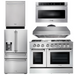 THOR Kitchen Package - 48" Dual Fuel Range, Range Hood, Refrigerator with Water and Ice Dispenser, Dishwasher, Microwave